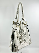 Sabbatha White Croc Embossed Studded Shoulder Bag
