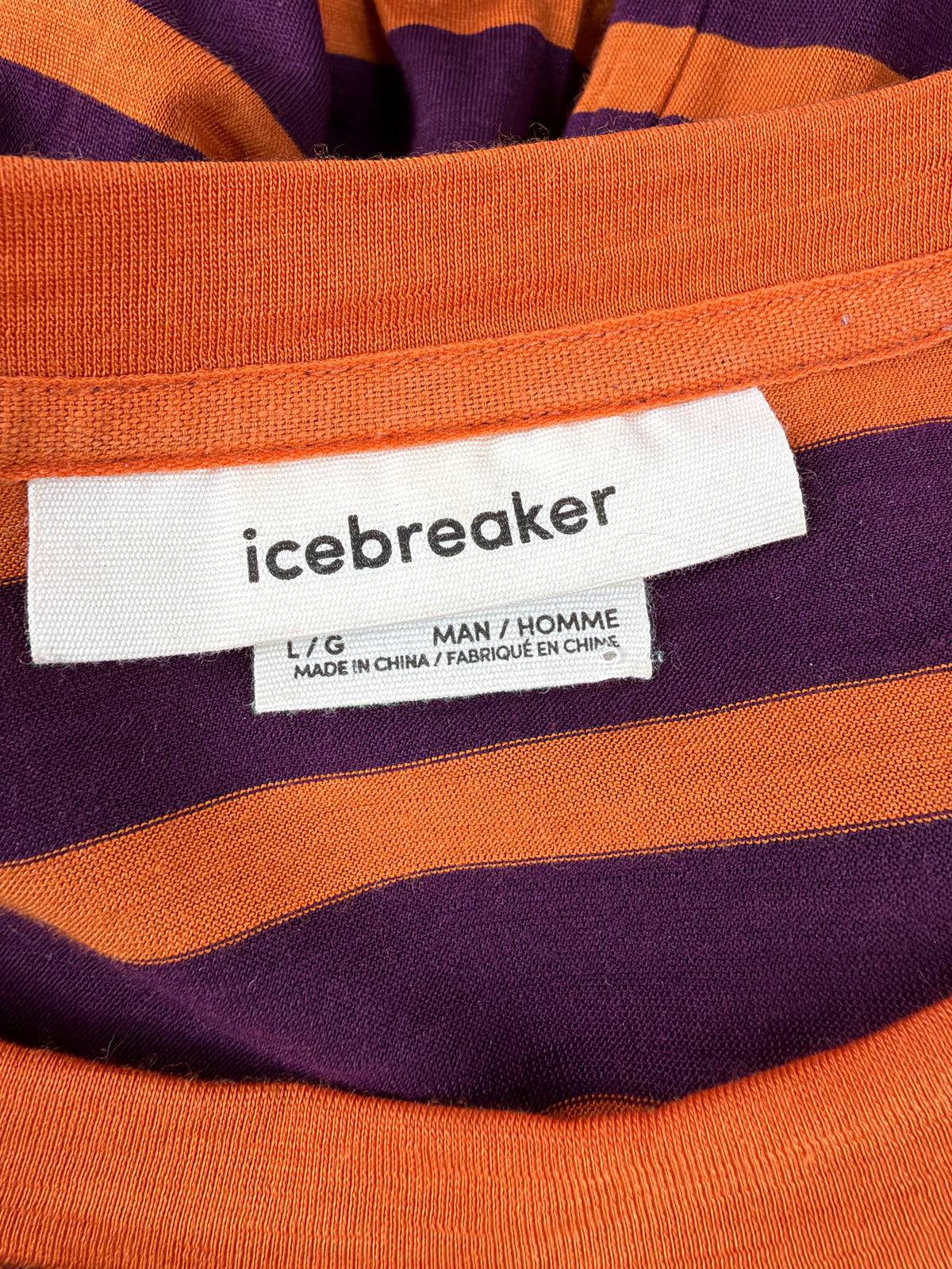 Icebreaker Orange and Purple 150 Cool-Lite Stripe T-Shirt - L