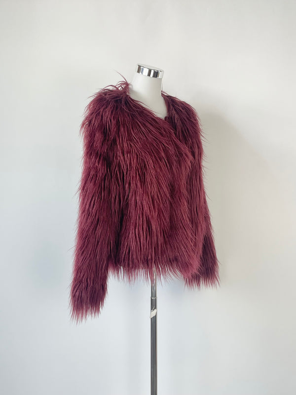Unreal Fur Burgundy Faux-Fur Jacket - AU8