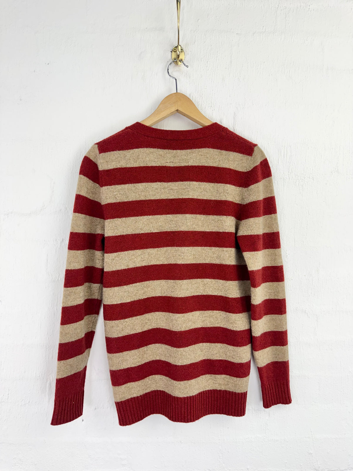 Vintage Le Mont Michael Deep Orange & Oatmeal Striped Wool Cardigan - AU8/10