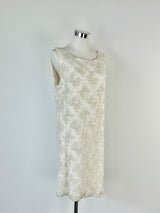 Vintage Christie White Hand Beaded Lace Dress - AU10