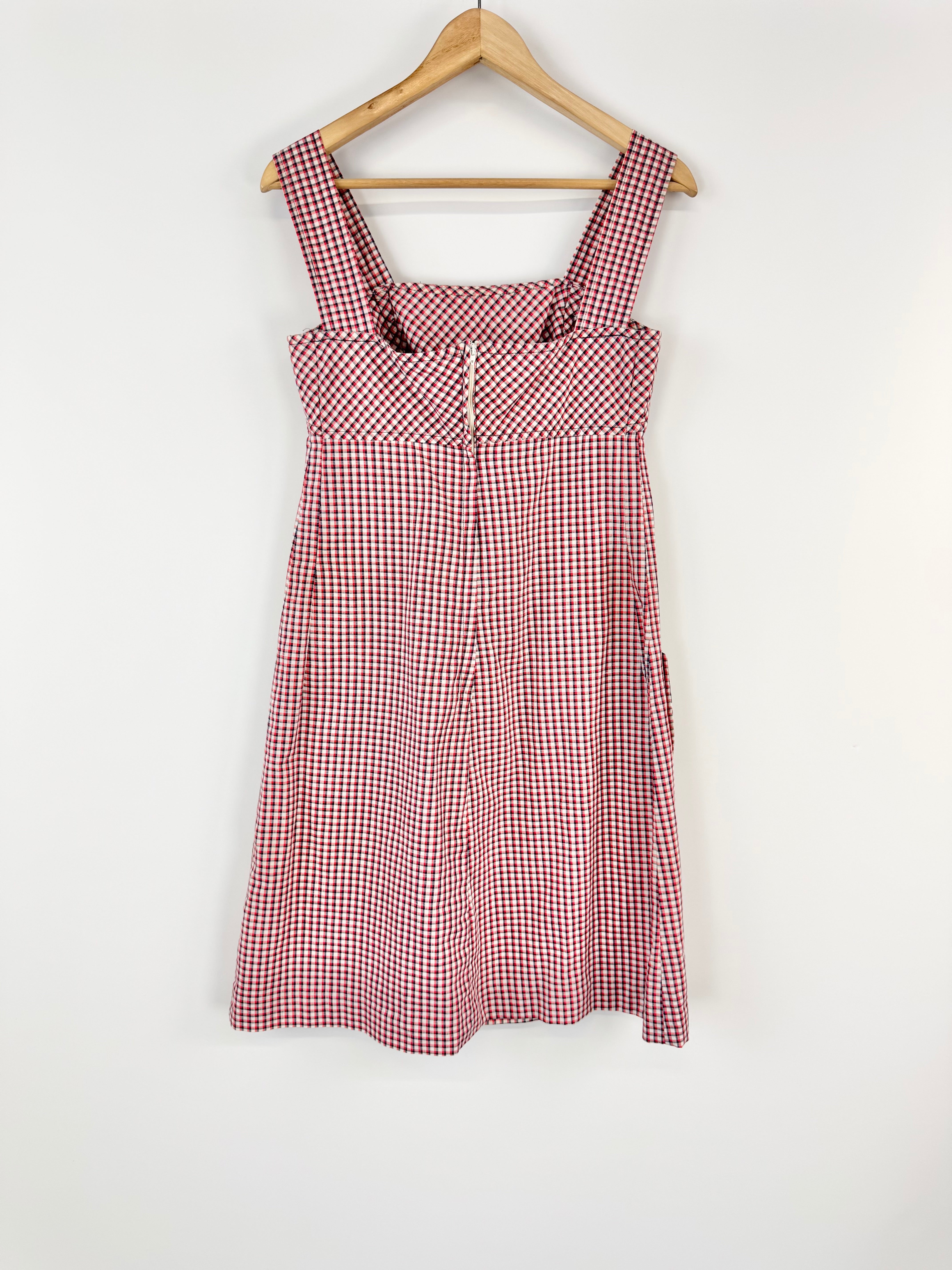 Vintage Len Vogue Red & White Check Pattern Summer Dress - AU10/12