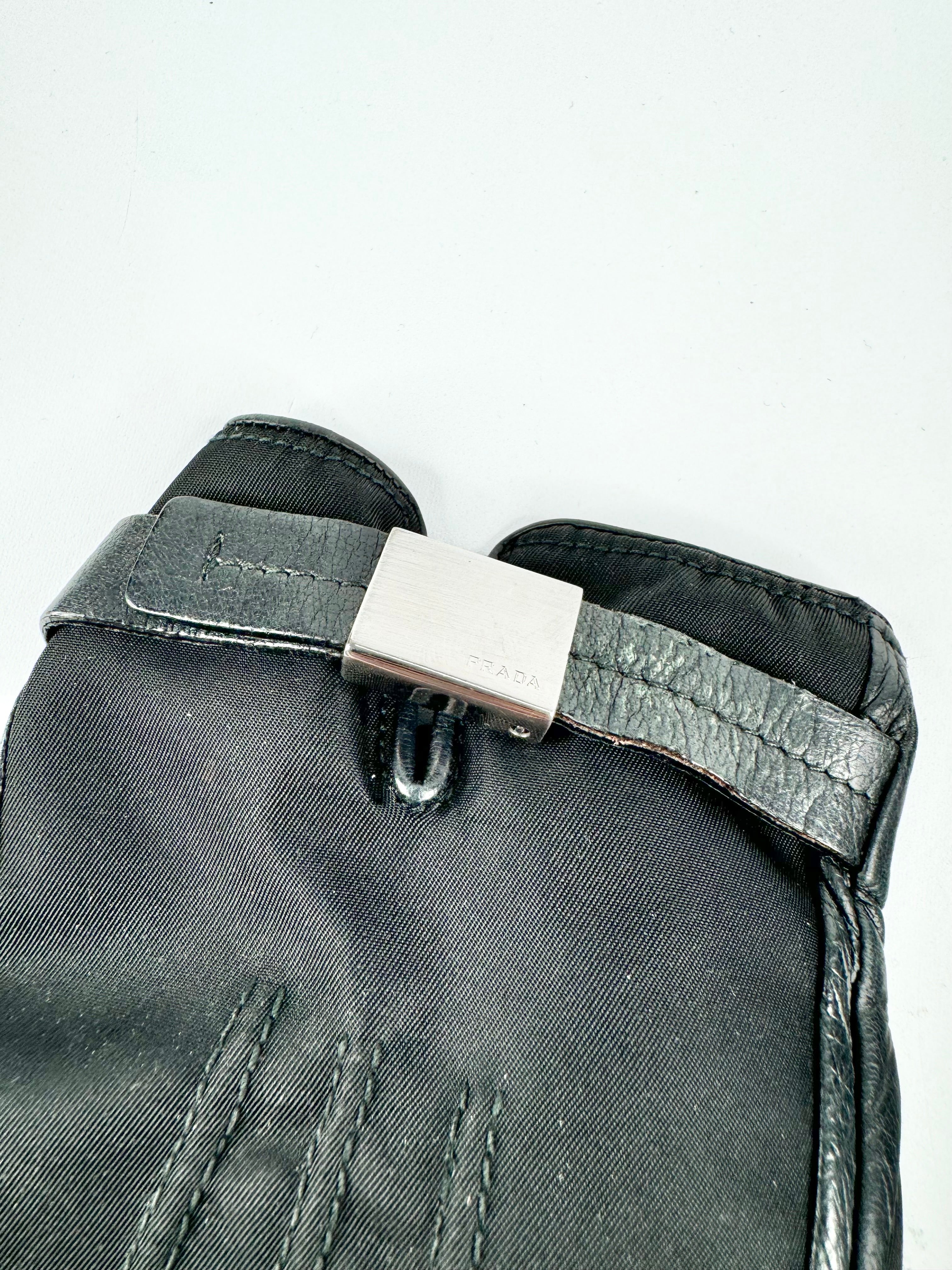 Prada Black Leather Gloves