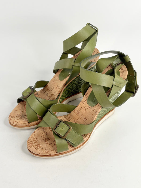 Scanlan Theodore Green Leather Cork Wedges - EU38