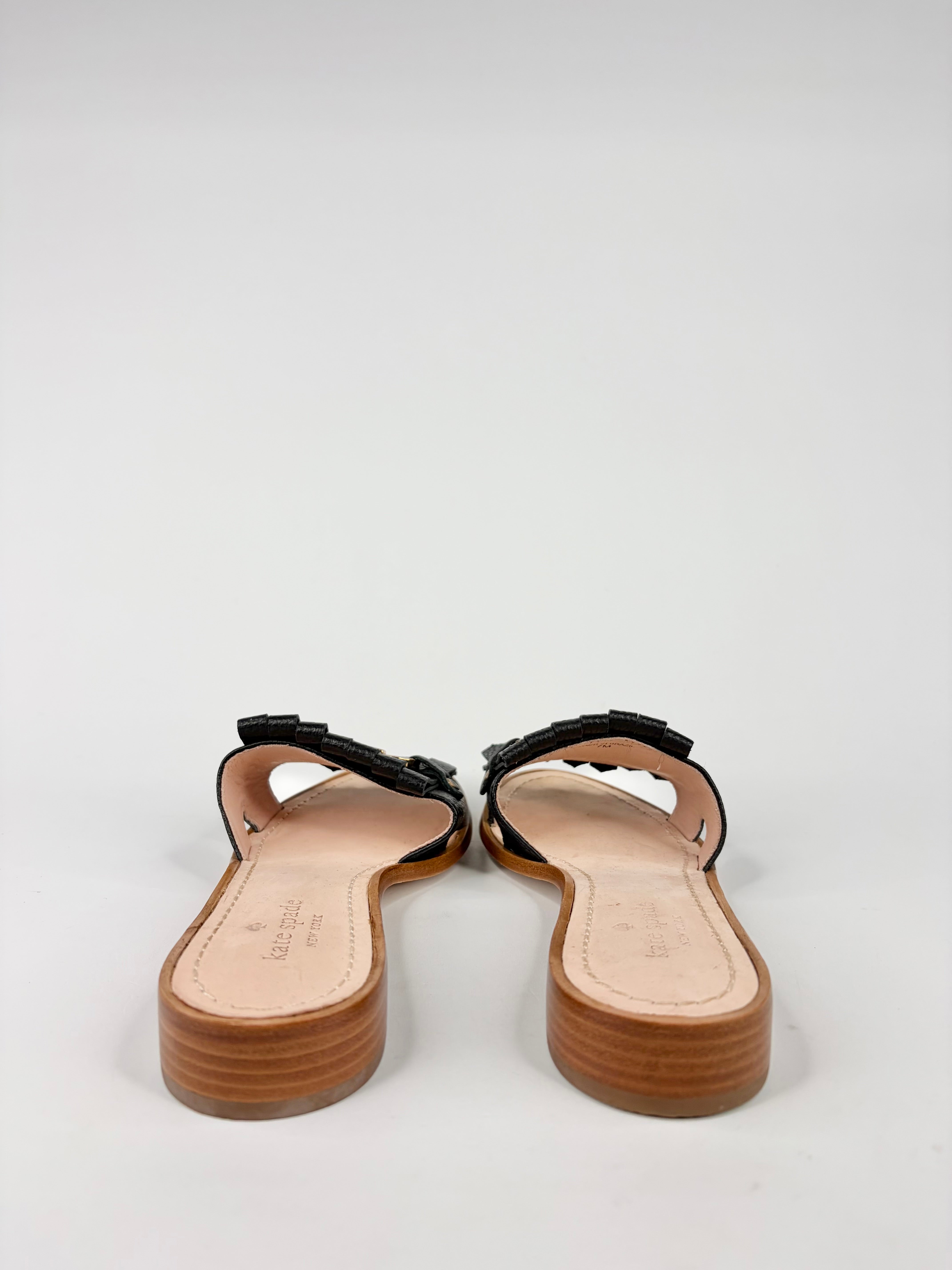 Kate Spade Black Leather 'Brie' Slides NWT - EU38