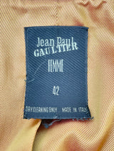 Jean Paul Gaultier Femme Olive Green Blazer with Lace Fleur-de-Lis Collar - AU10