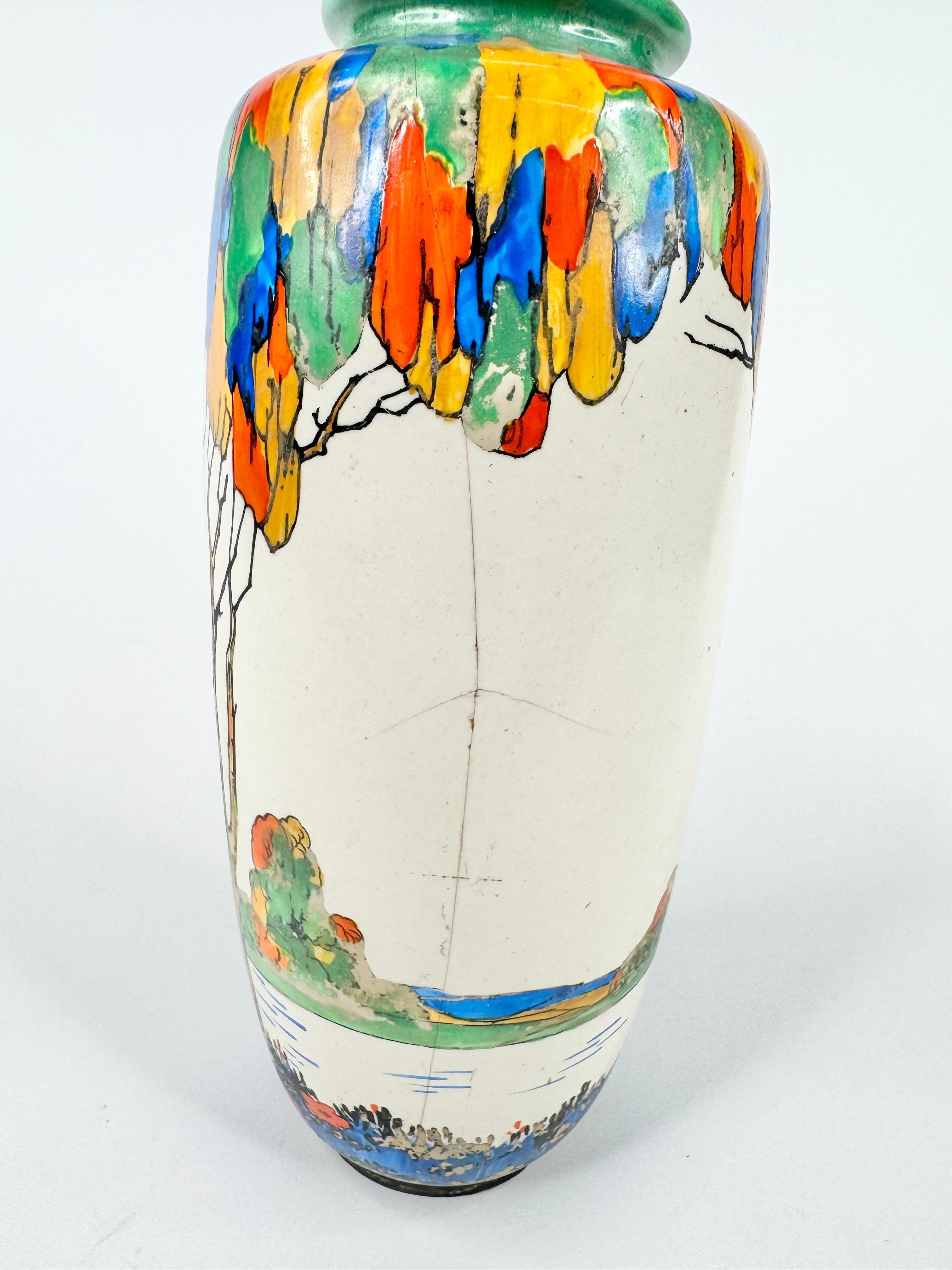 Vintage Crown Ducal Art Deco Hand Painted Tree Vase