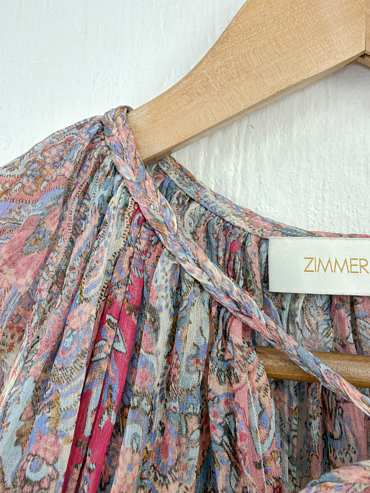 Zimmermann Peach Paisley Pattern Silk Floral Blouse - AU8/10