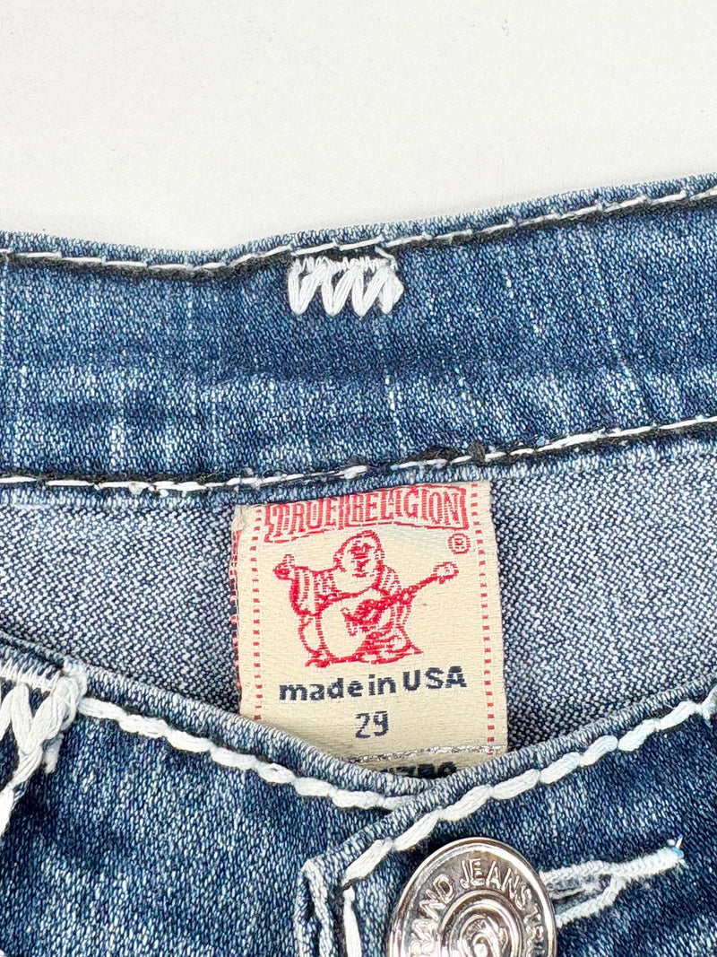 True Religion Dark Blue Distressed Skinny-Fit Jeans - W29
