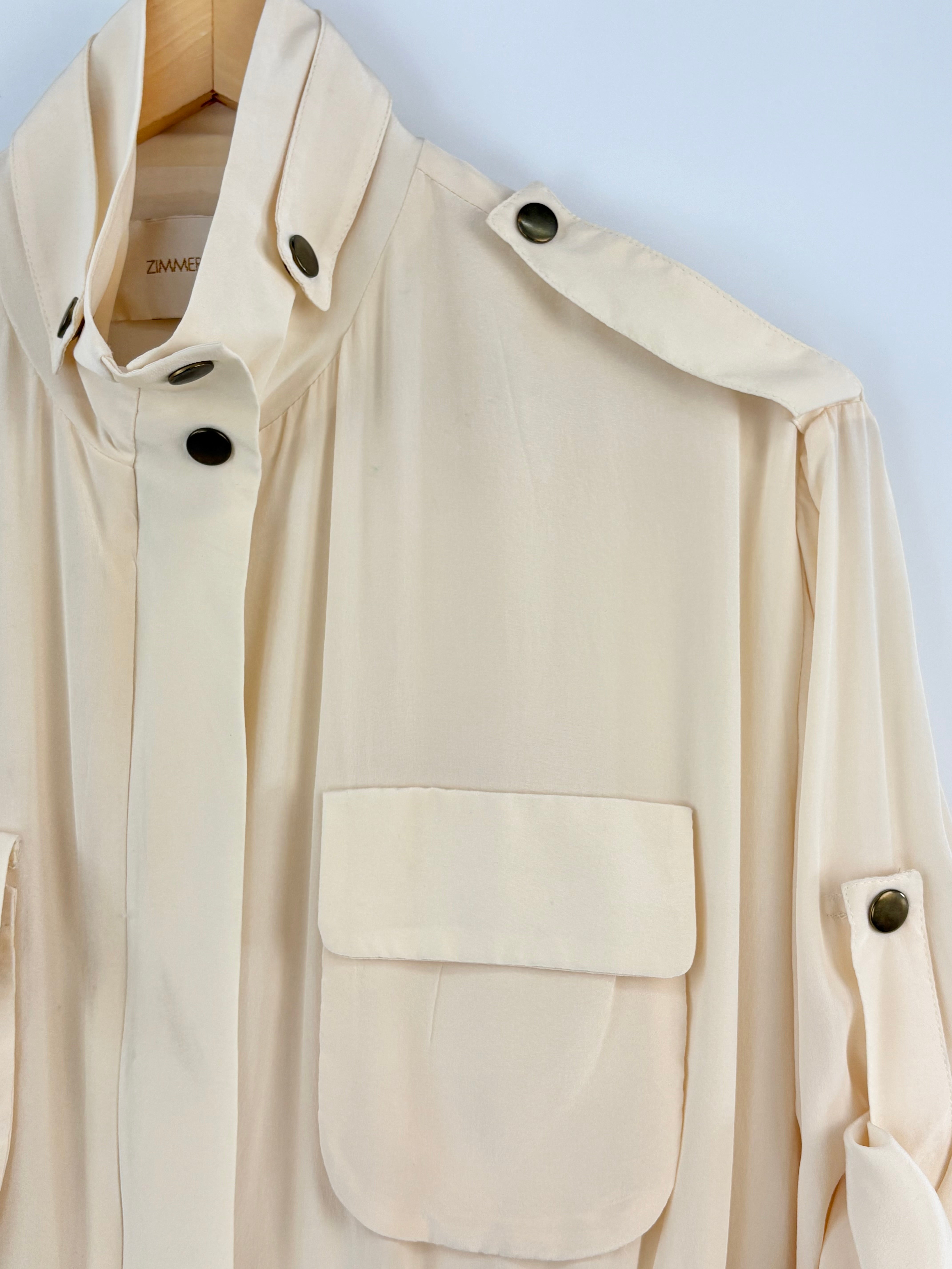 Zimmermann Off-White Silk Utility Style Jacket - AU6/8
