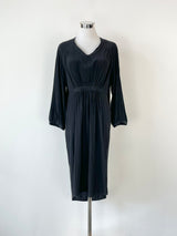 Morrison Black Ruched Long Sleeve Midi Dress - AU8