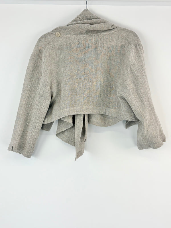 Et Al Stone Grey Linen-Blend Cropped Open Top - AU12