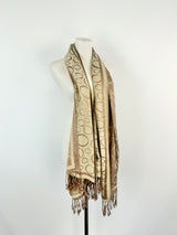 Taupe & Cream 'O' Monogram Cashmere Scarf
