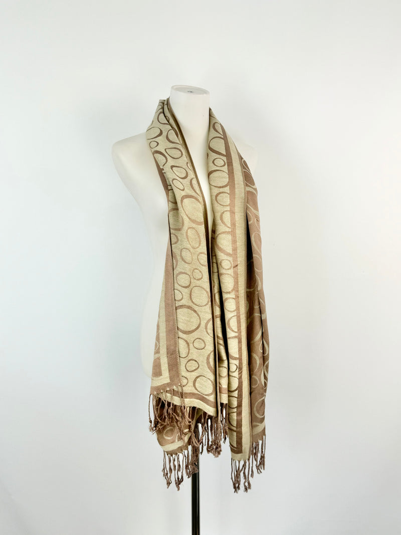 Taupe & Cream 'O' Monogram Cashmere Scarf
