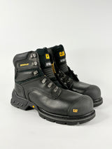 Caterpillar Black Leather 'Brakeman' Steel-Capped 6" Work Boots - EU41