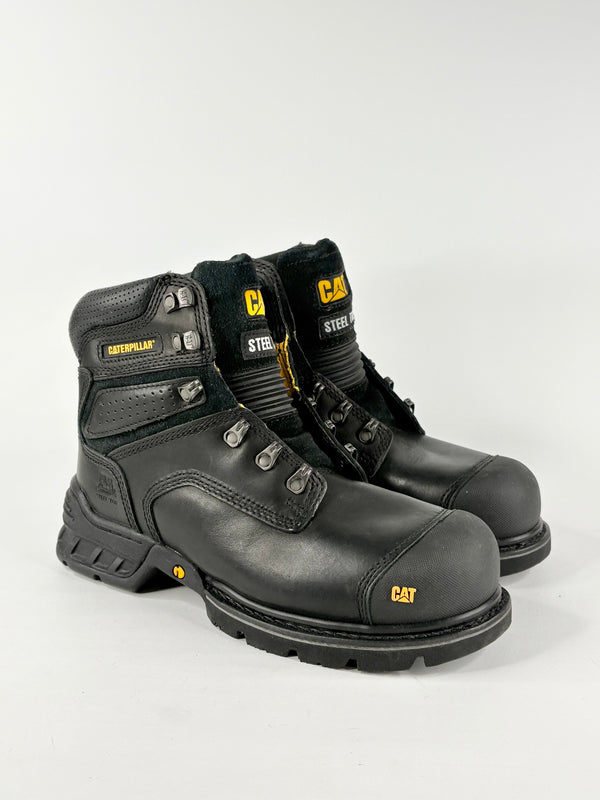 Caterpillar Black Leather 'Brakeman' Steel-Capped 6" Work Boots - EU41