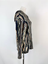Geccu Australia Blue & Grey 3D Merino Wool Zippered Hoodie - S
