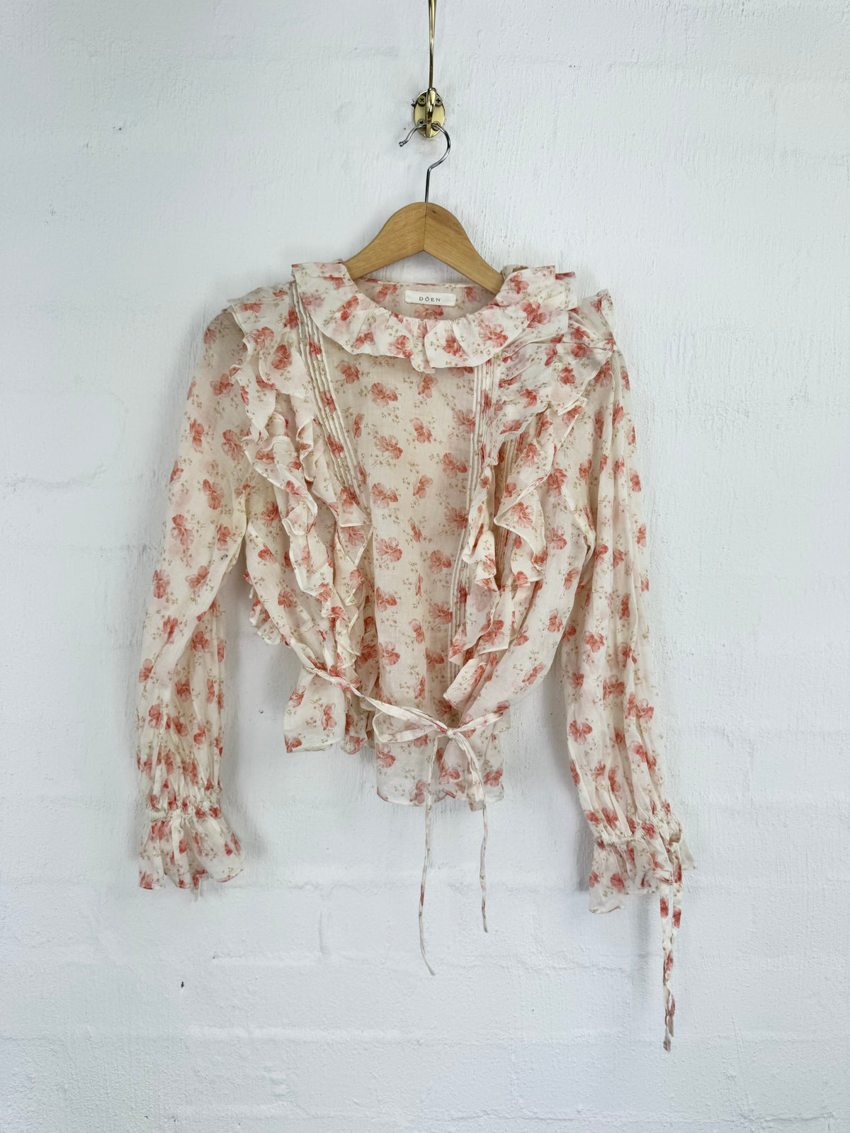 Doen Floaty Cream Poppy Patterned Blouse - AU8/10