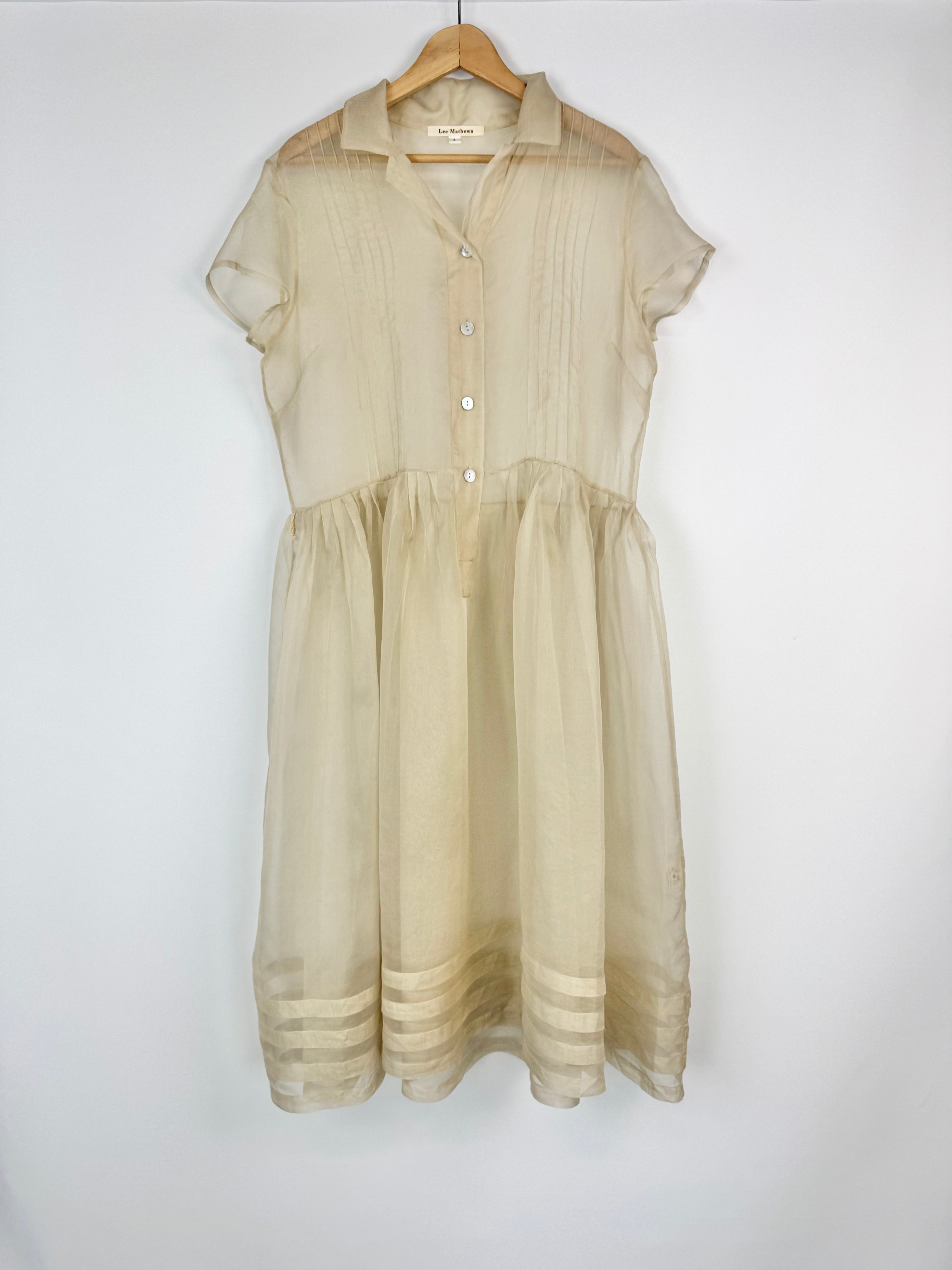 Lee Matthews Sheer Silk Organza Dress - AU12/14