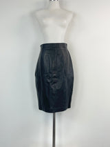 Whistles Black Leather Midi Skirt - AU8