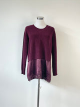 Sandro Maroon Wool Knit Lace Sweater - AU8