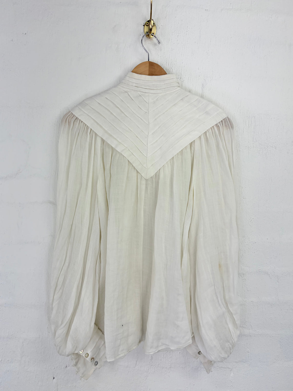 Alémais White Pleated Peasant Blouse - AU8