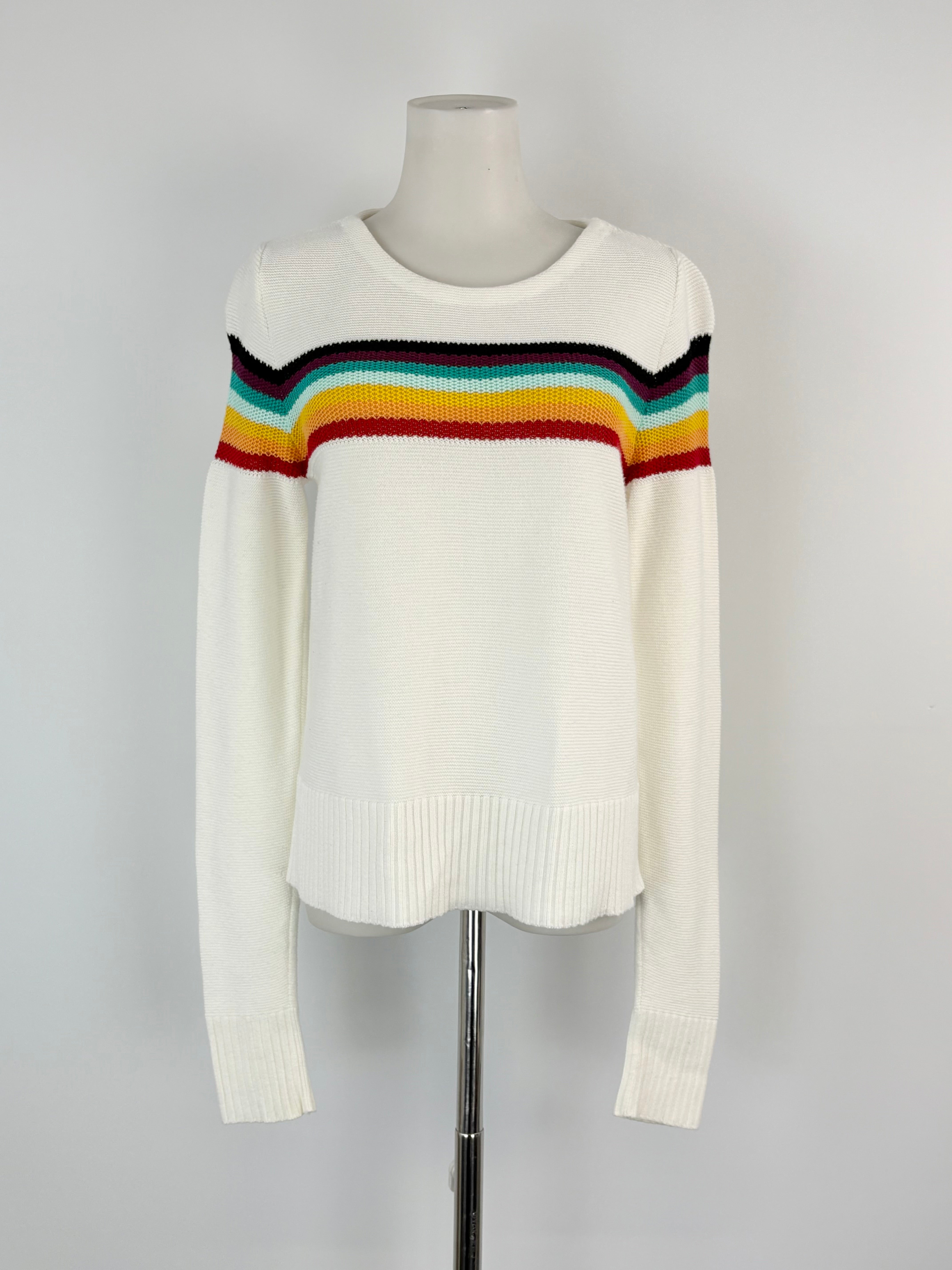 Chloé White Rainbow-Stripe Knitted Sweater - AU8/10