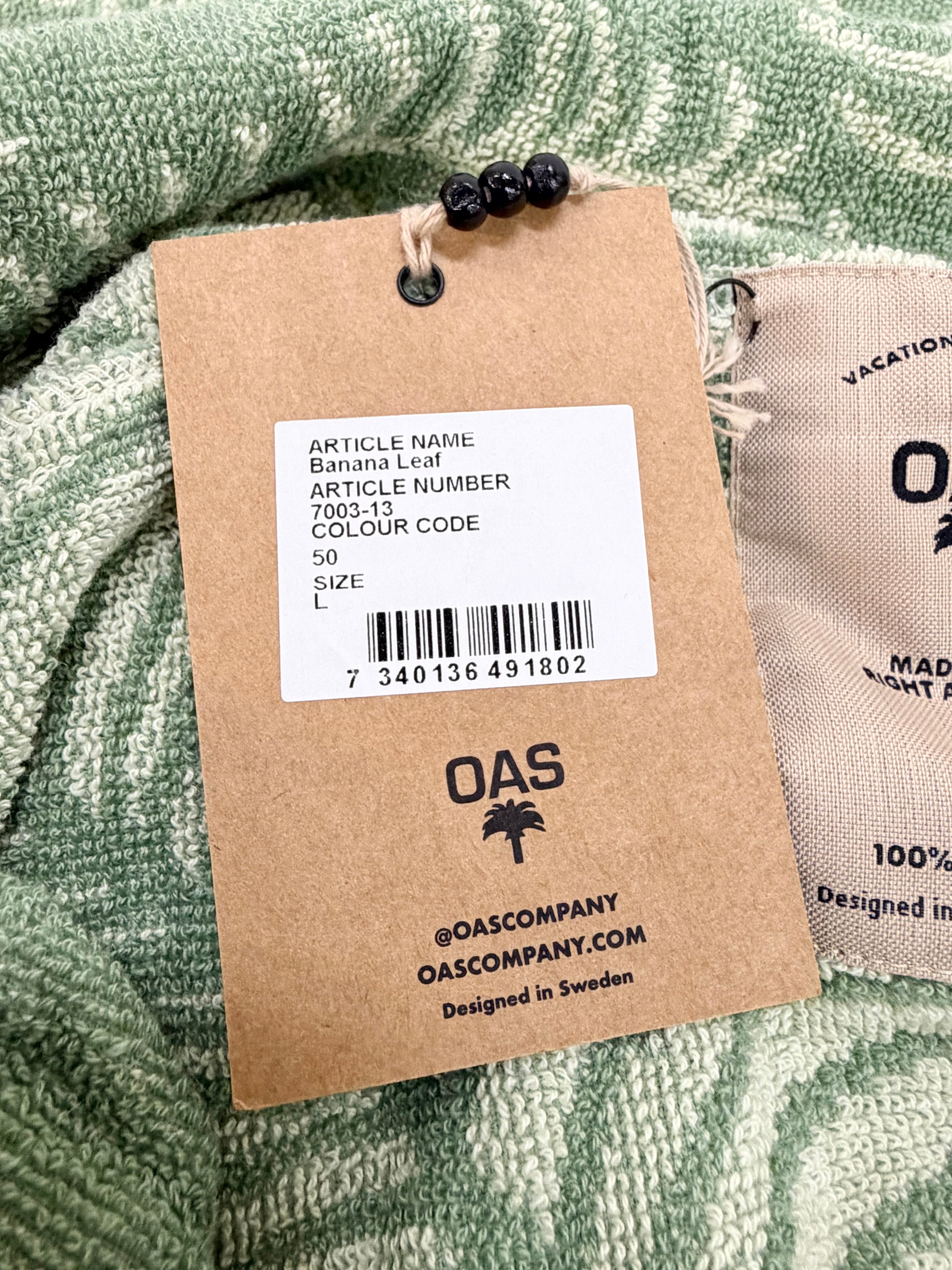 OAS Green 'Banana Leaf' Green Terry Cloth Shirt NWT - L