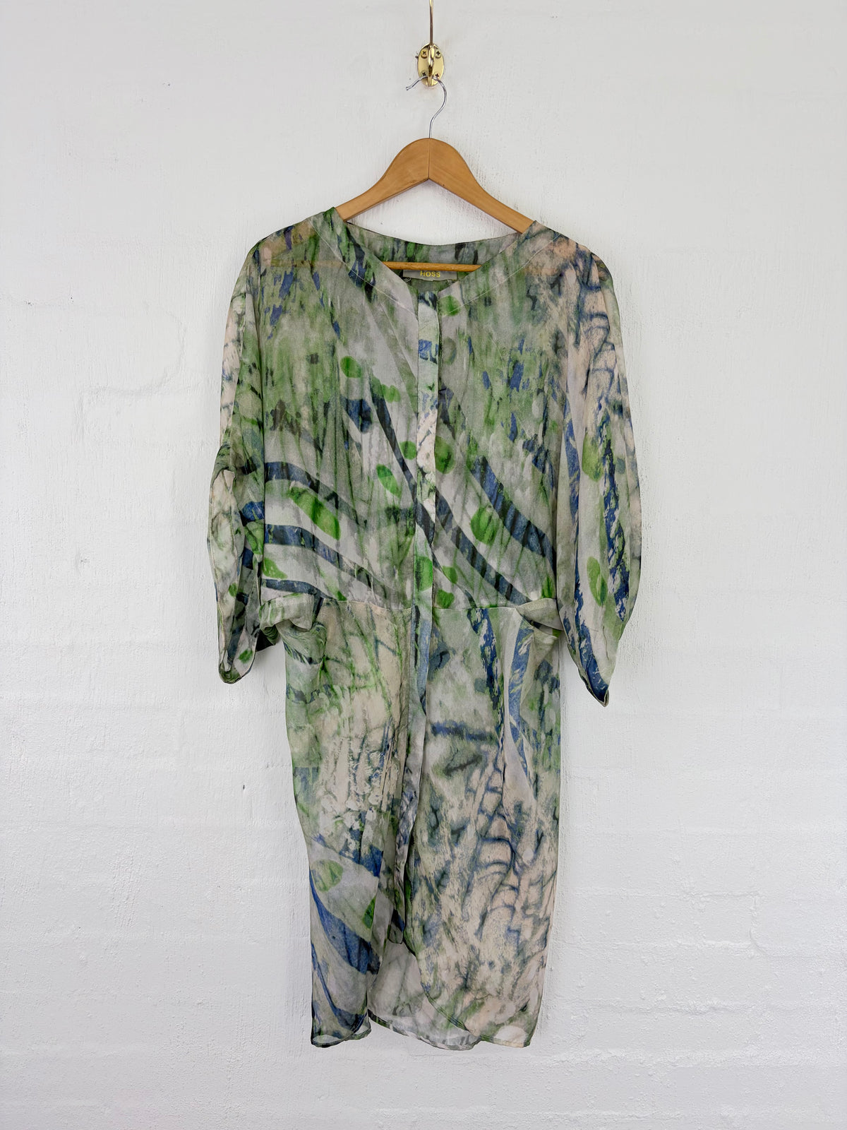 Hoss Watercolour Patterned Silk Blend Sheer Dress - AU12/14