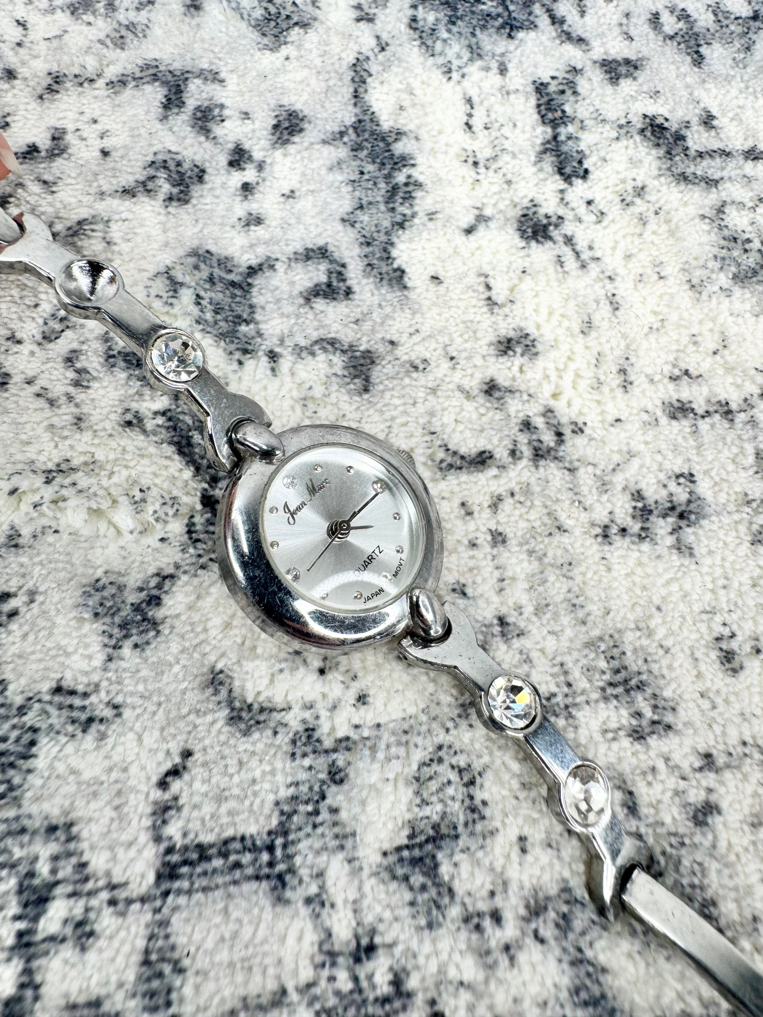 Y2K Jean Marie Silver Tone Jewel Embellished Watch
