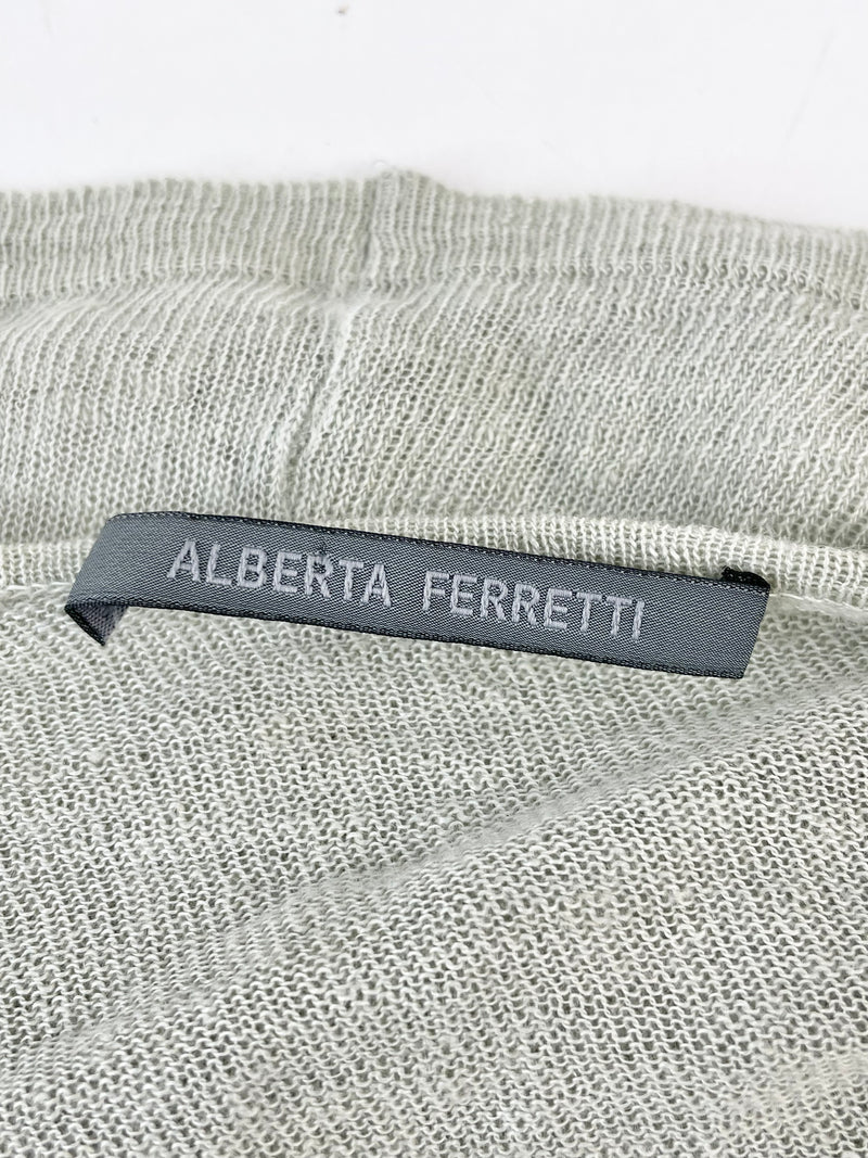 Alberta Ferretti Pale Moss Green Linen Top - AU6