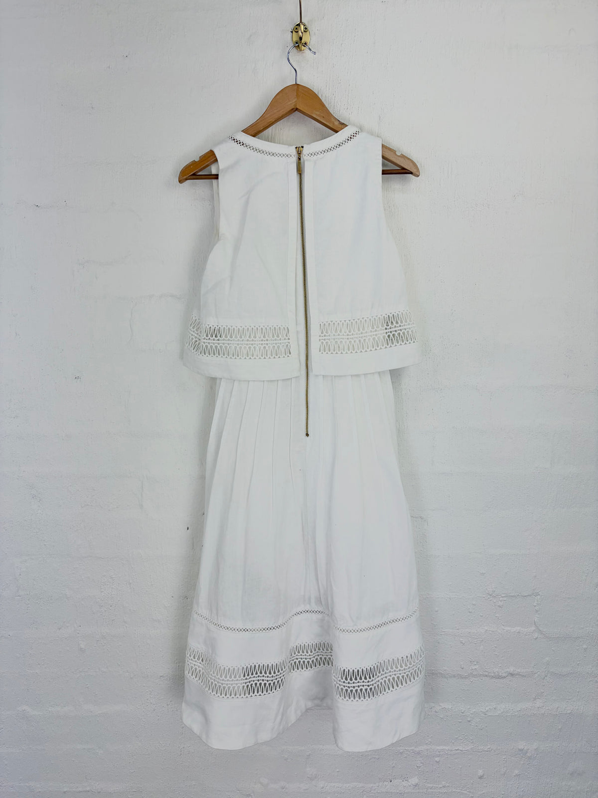 Aje White Linen & Cotton Sleeveless Tiered Midi Dress - AU6