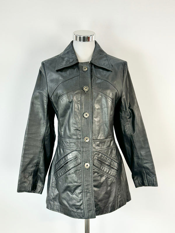 Vintage Cherry London Black Leather Coat - AU10