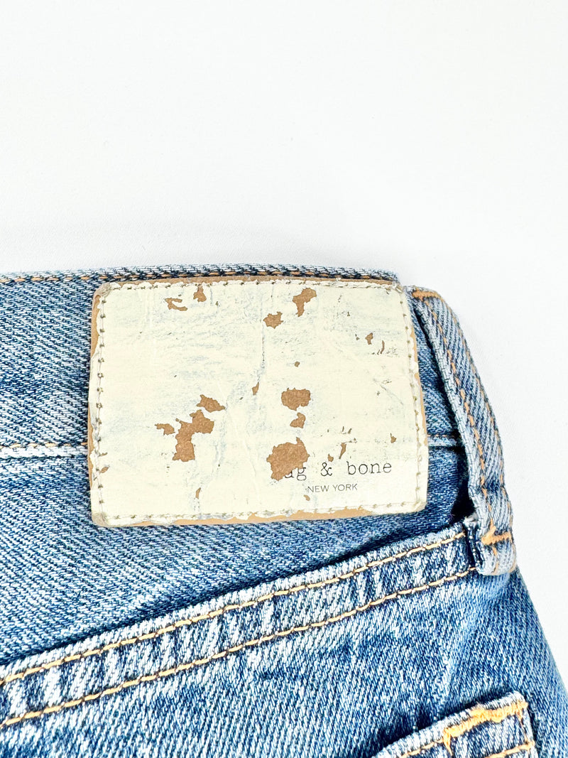 Rag & Bone Blue Denim 'Harlow' Mid Rise Straight Leg Jeans - 28