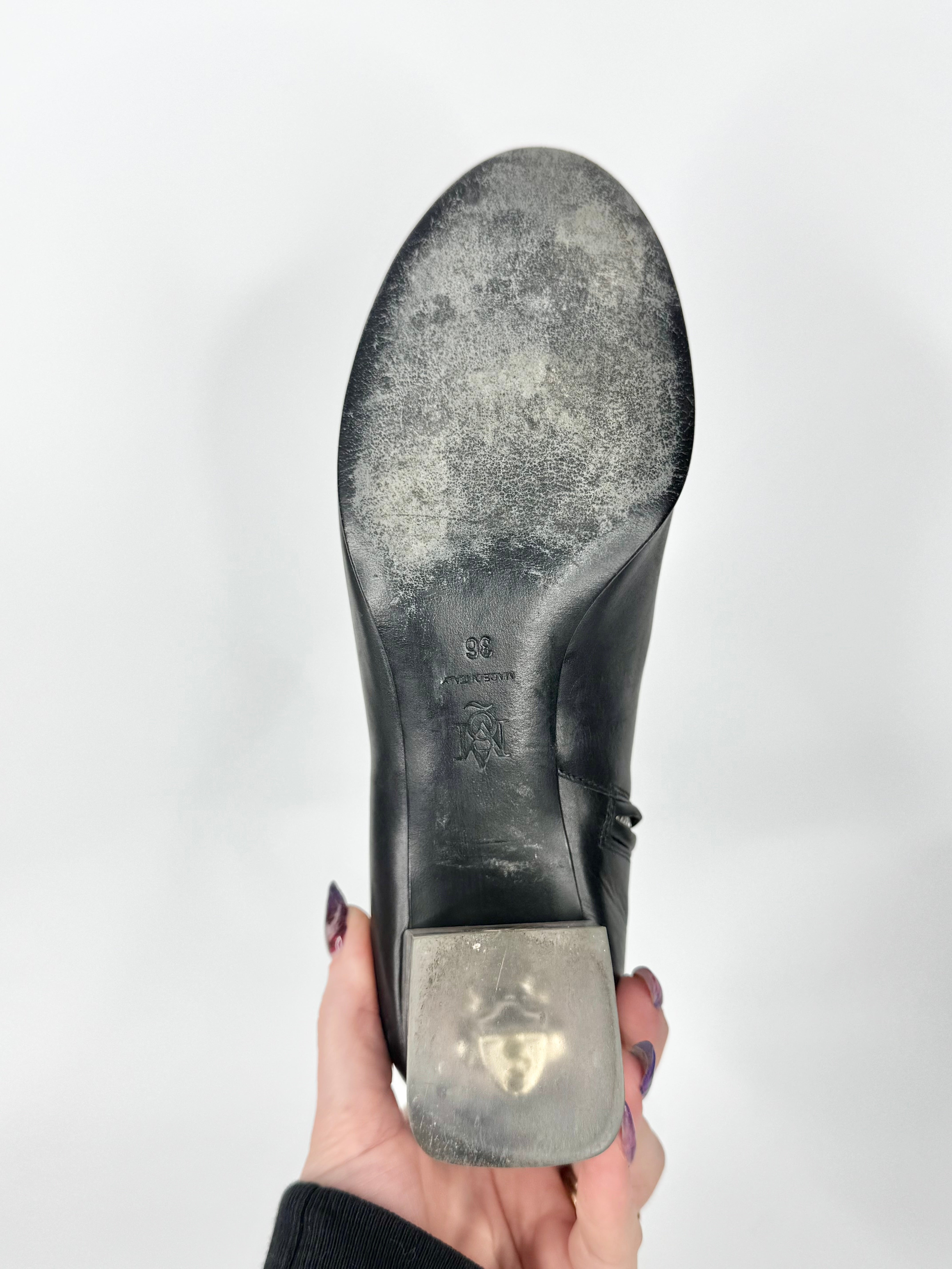 Alexander McQueen Black Skull Heeled Ankle - EU36