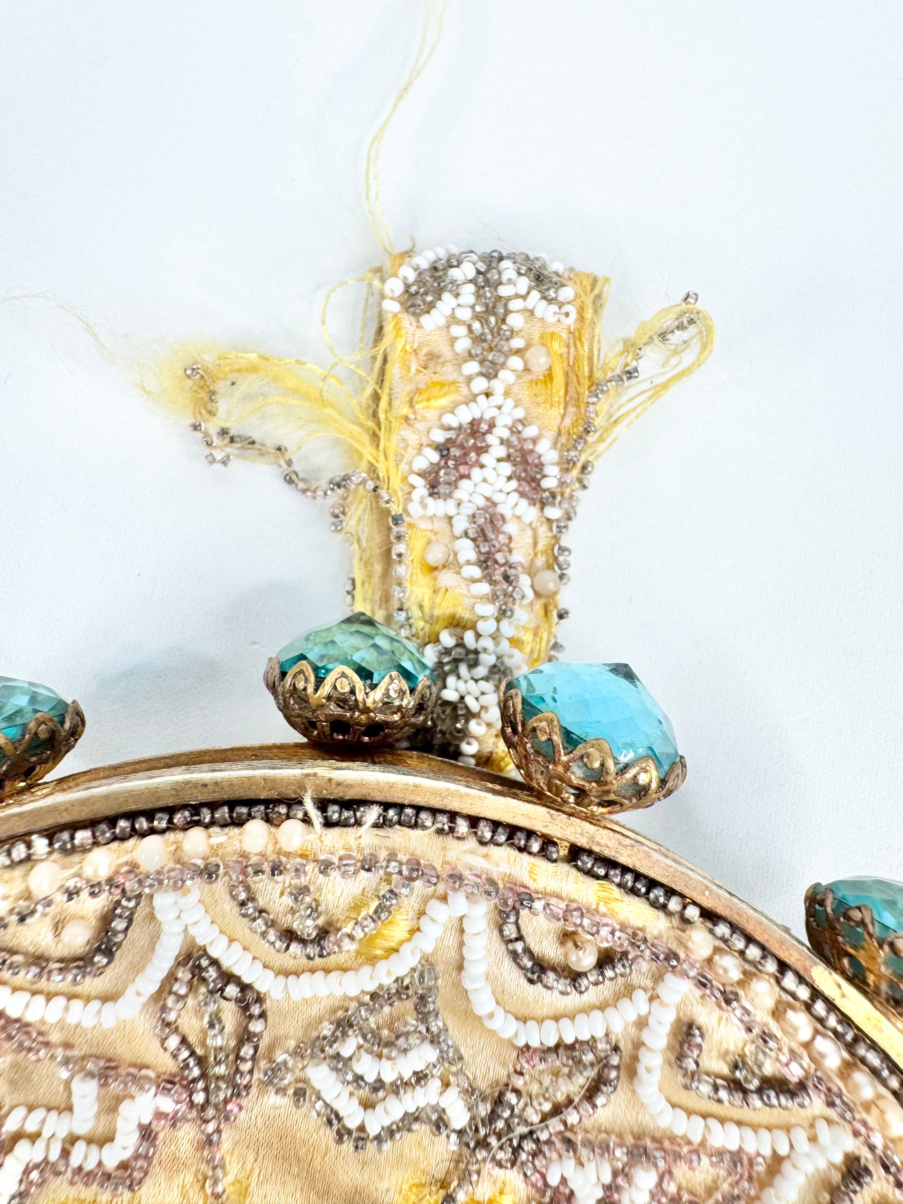 Vintage Handmade French Gold Beaded Evening Purse