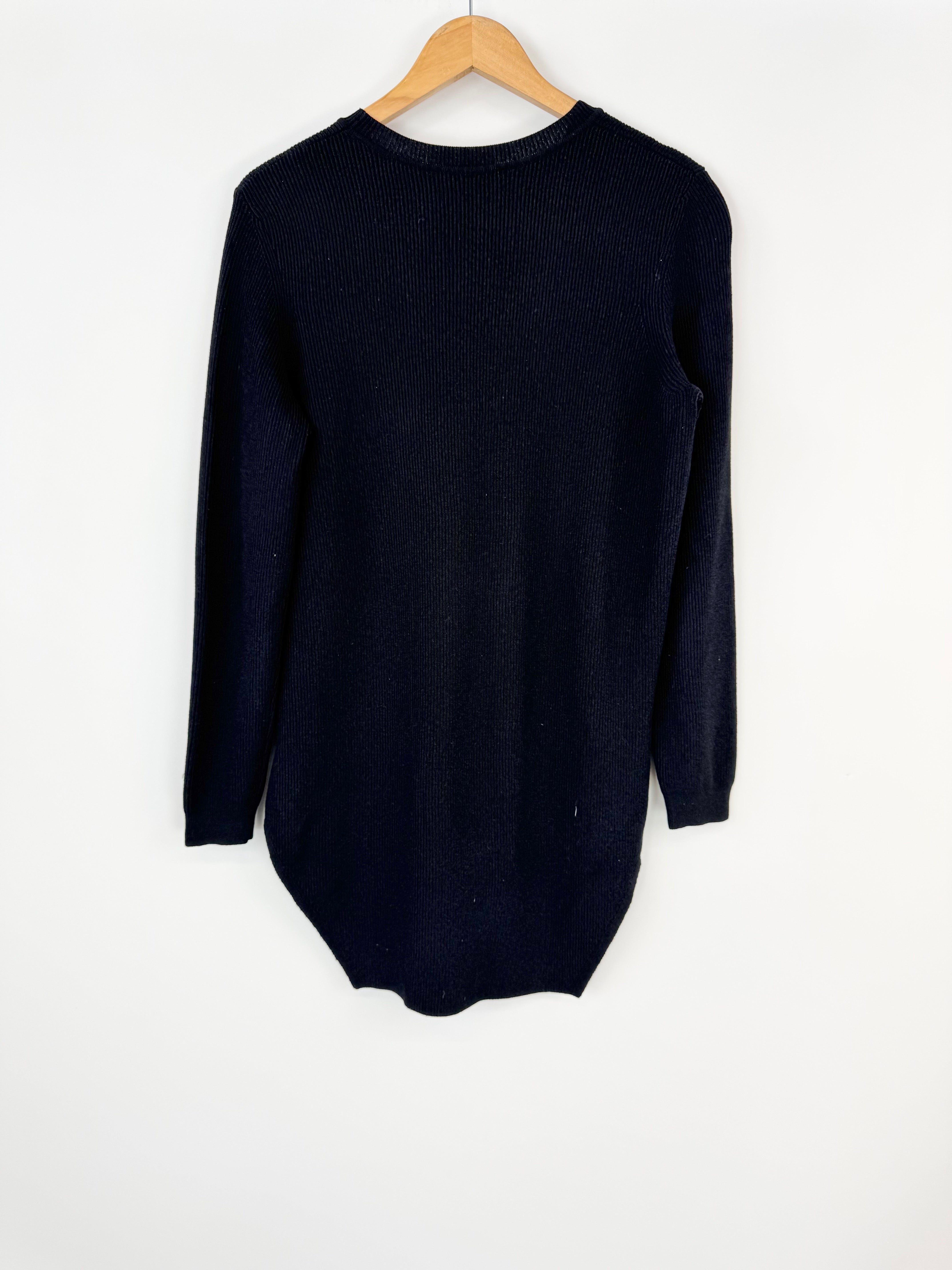 Scanlan Theodore Black Asymmetrical Rib Knit Sweater - AU12/14