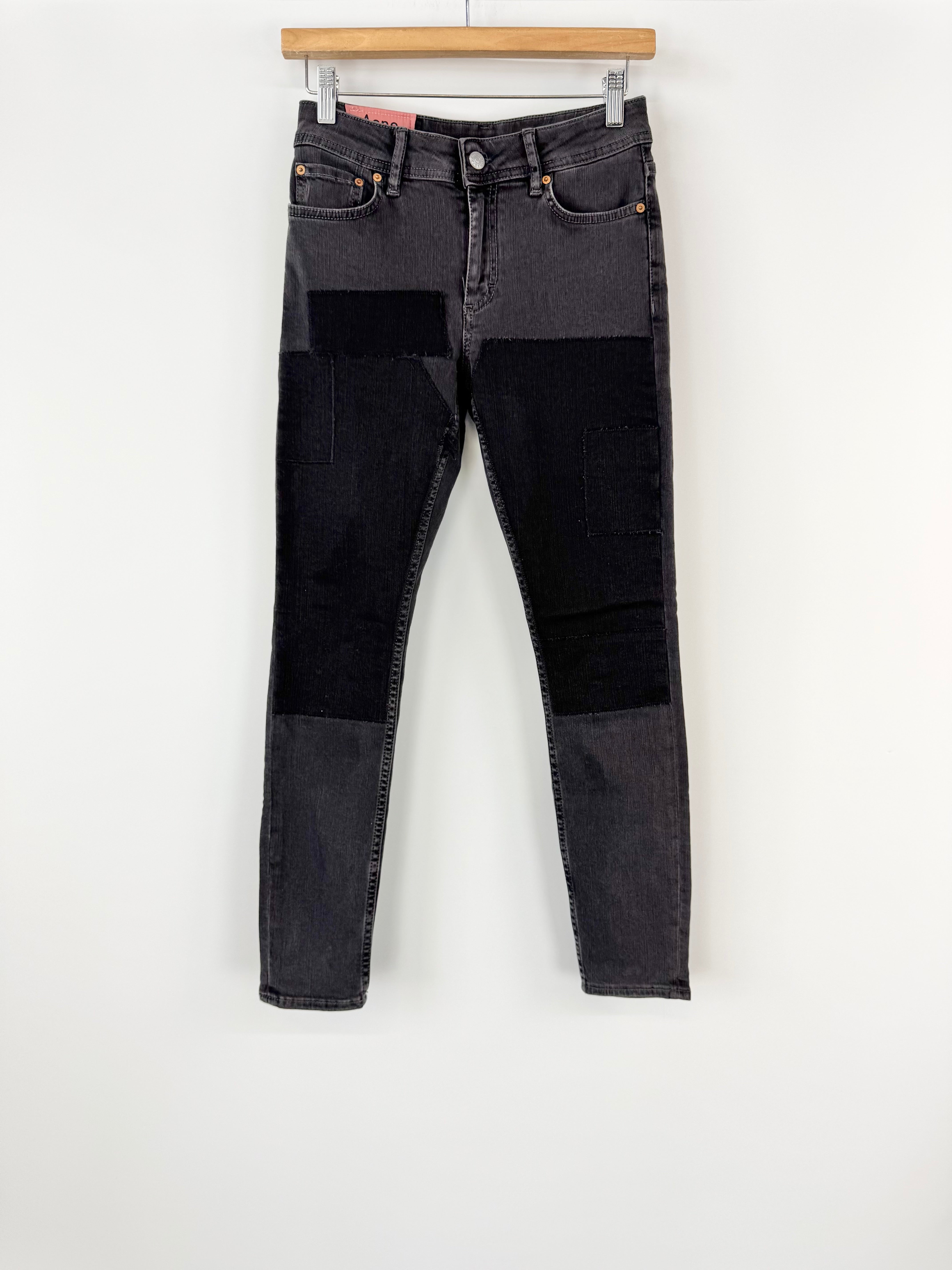 Acne Studio Blå Konst 'Climb' Black Patchwork Jeans - AU8/10