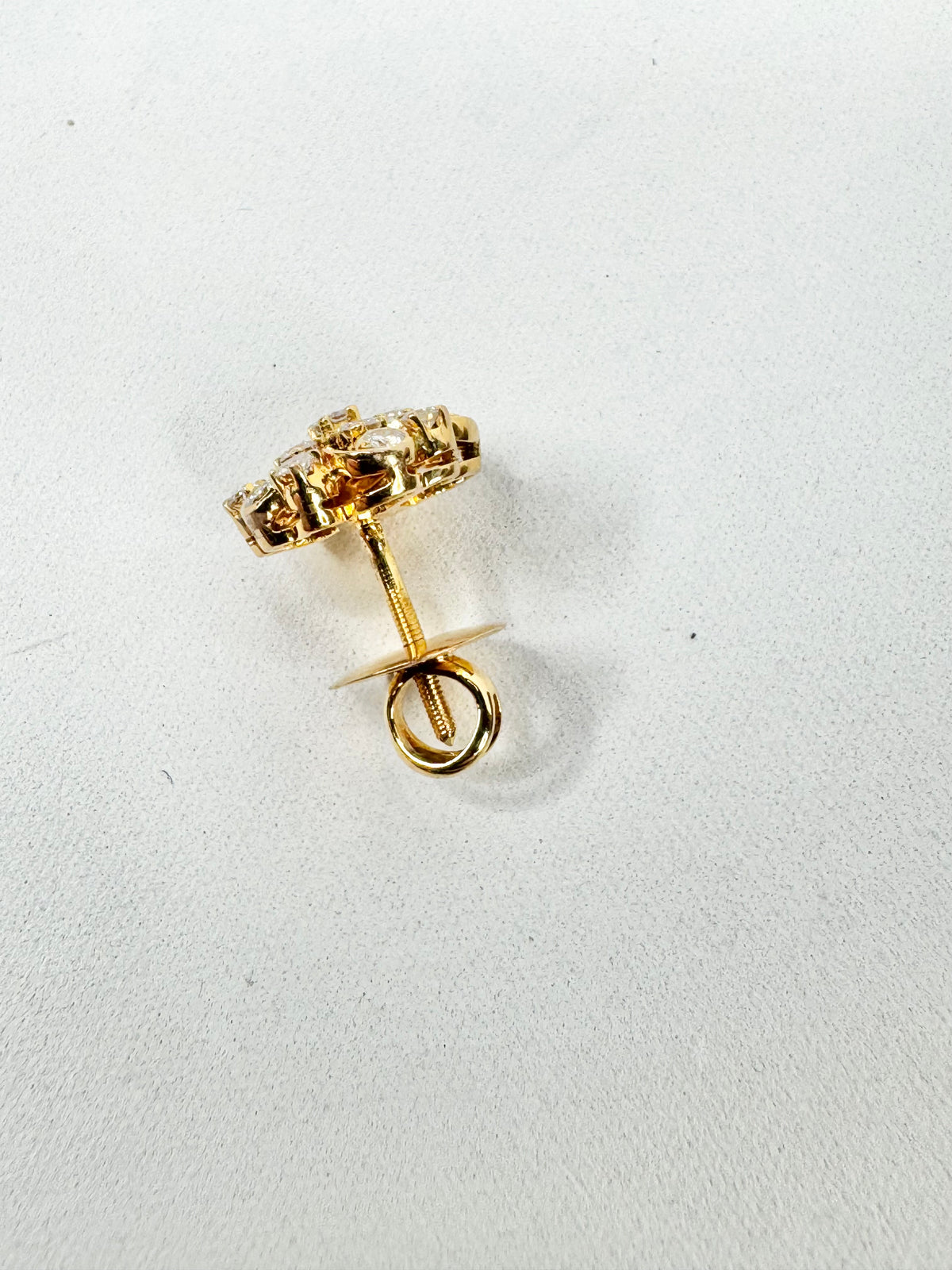 14ct Gold & Diamond Cluster Flower Earrings