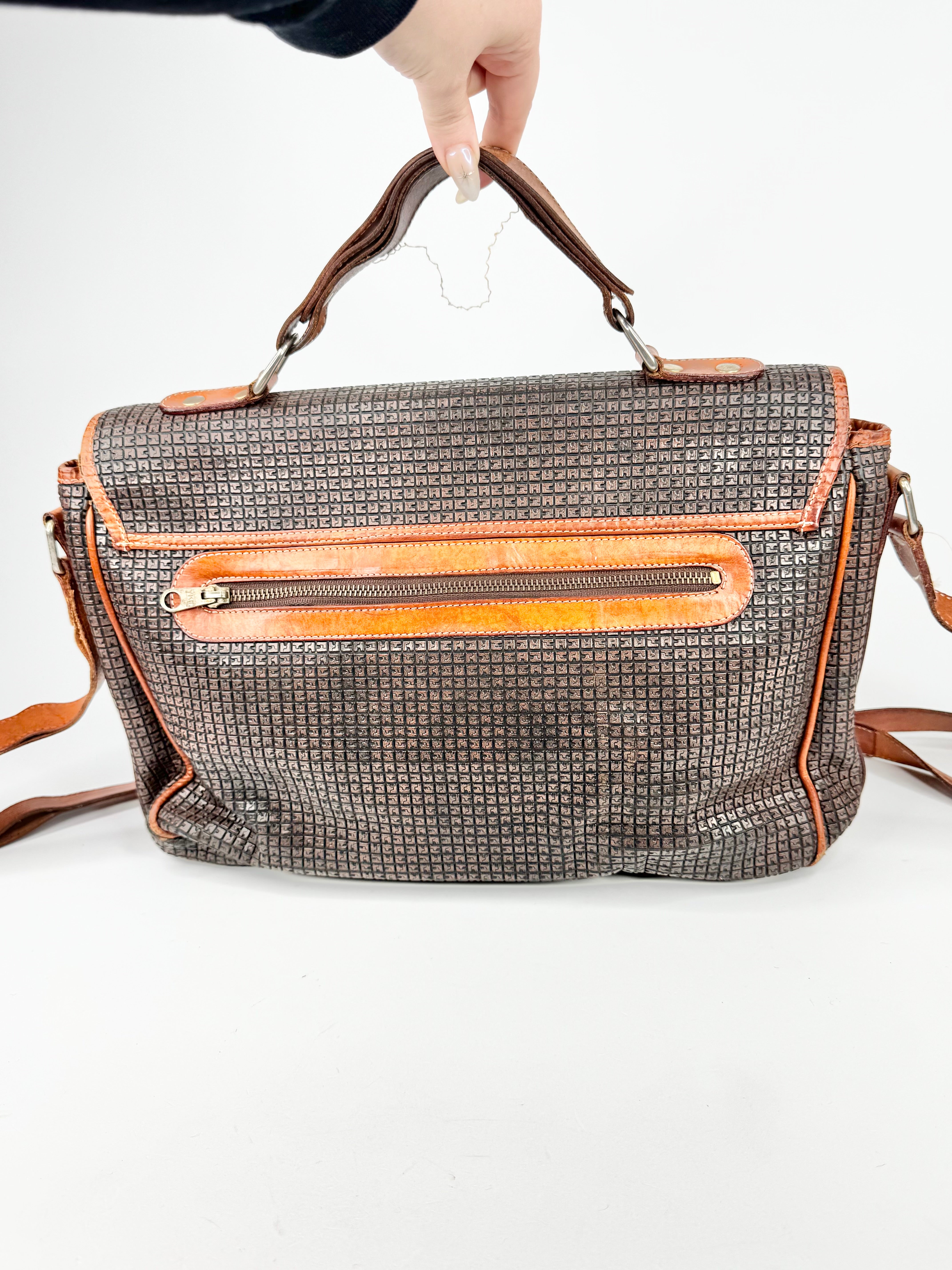 Ted Lapidus Brown Embossed Briefcase