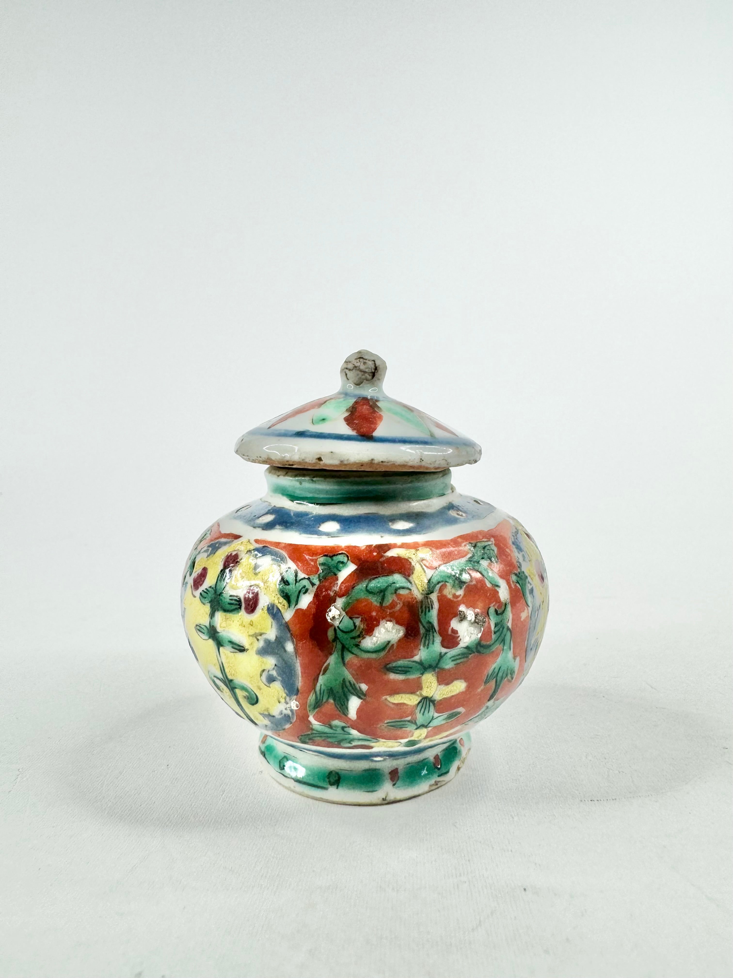 Antique Chinese Five Colour Small Ginger Jar