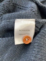 Morrison Midnight Blue Cotton Knitted Button Up T-Shirt - AU10/12