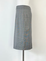 Farage Charcoal Striped Wool Midi Skirt - AU6