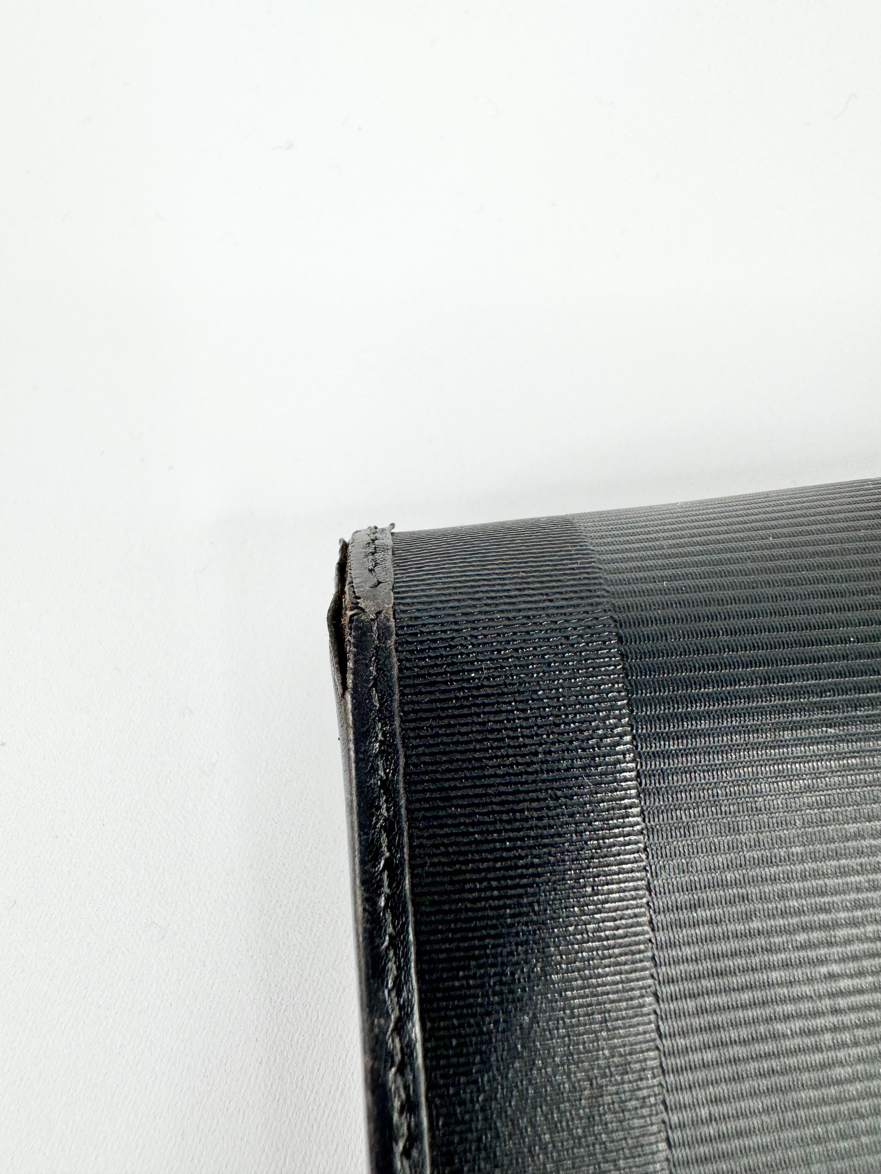 Vintage 90s Fendi Black Canvas & Leather Striped Wallet