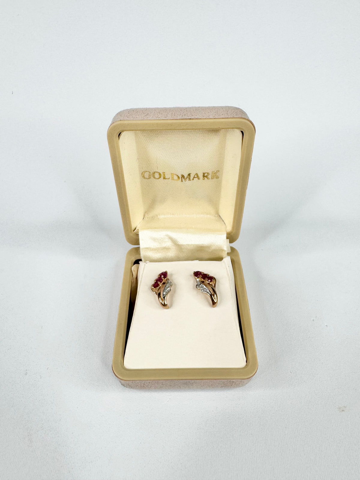 9ct Gold Ruby & Diamond Swirl Studs