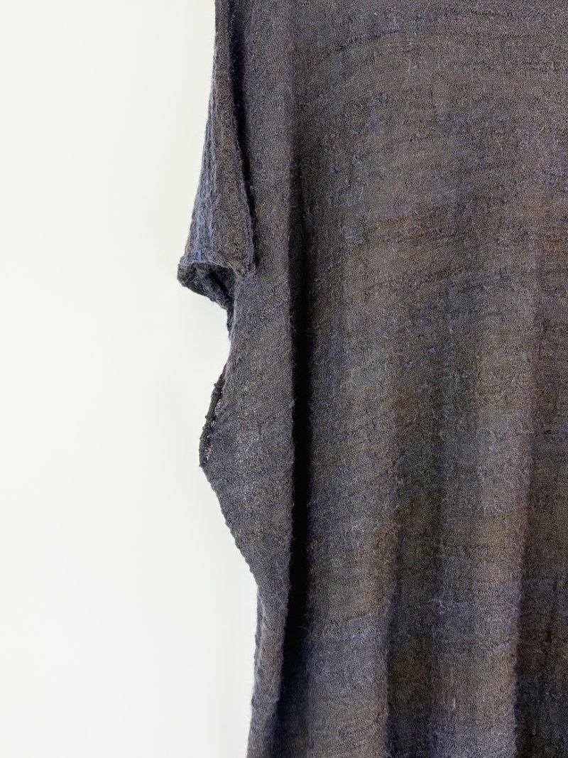 Eskandar Black Mohair & Merino Knit Poncho-Style Sweater - O/S