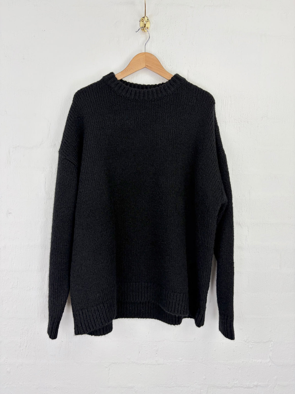 Sir Black Acrylic, Merino & Mohair Blend Fishermens Sweater - AU12/14