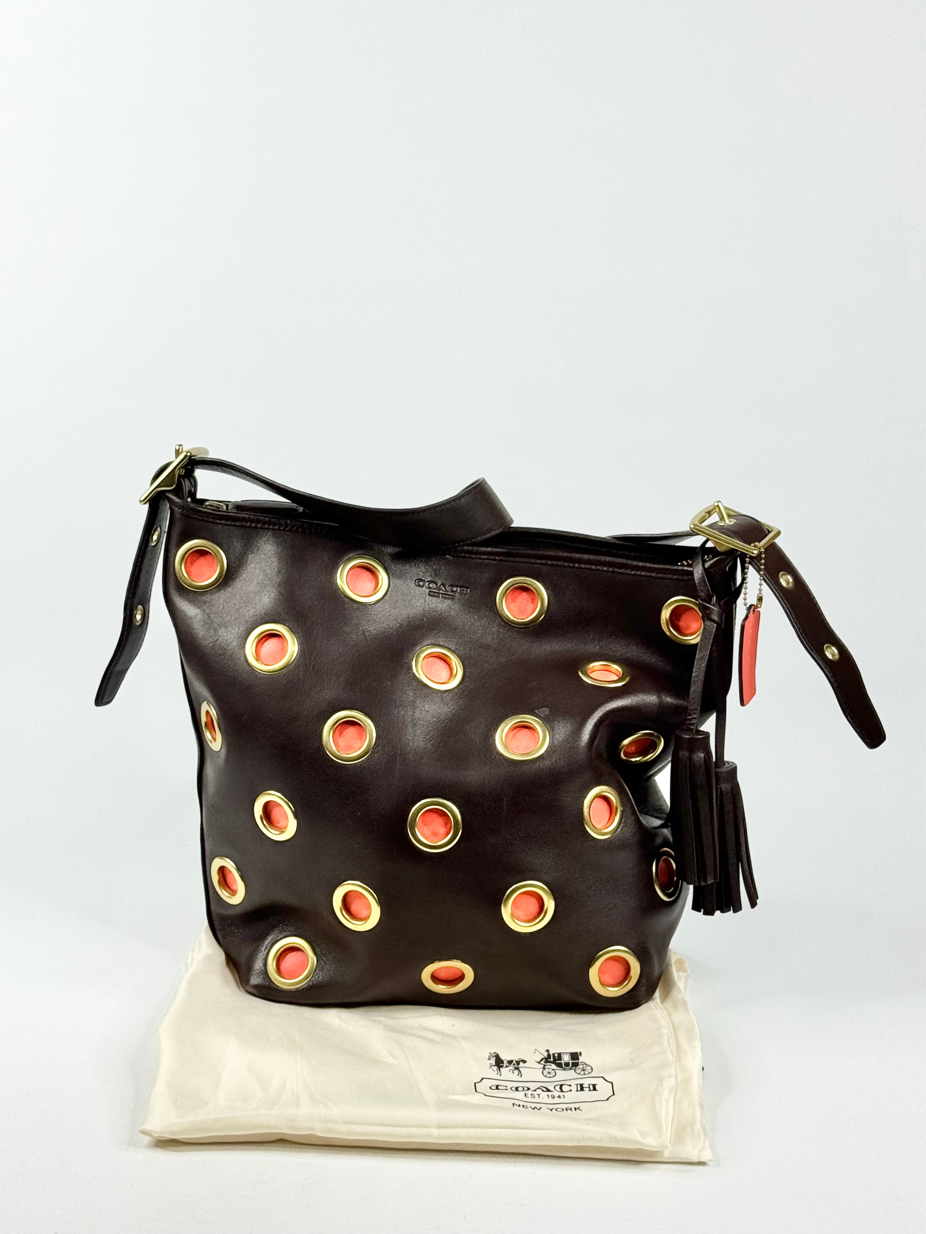 Coach 'Legacy' Double Gromment Umber & Orange Shoulder Bag