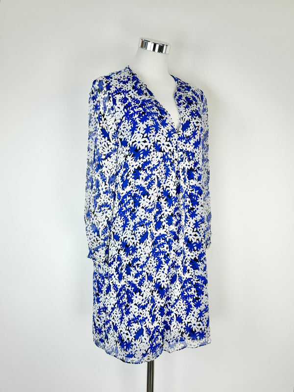 Diane von Furstenberg Electric Blue & White Daisy Pattern Dress - AU10