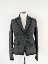 Veronica Beard Black & Silver Woven Blazer - AU12